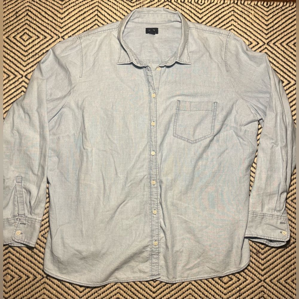 J.Crew Blue Denim Button-Up Shirt 100% Cotton 2X